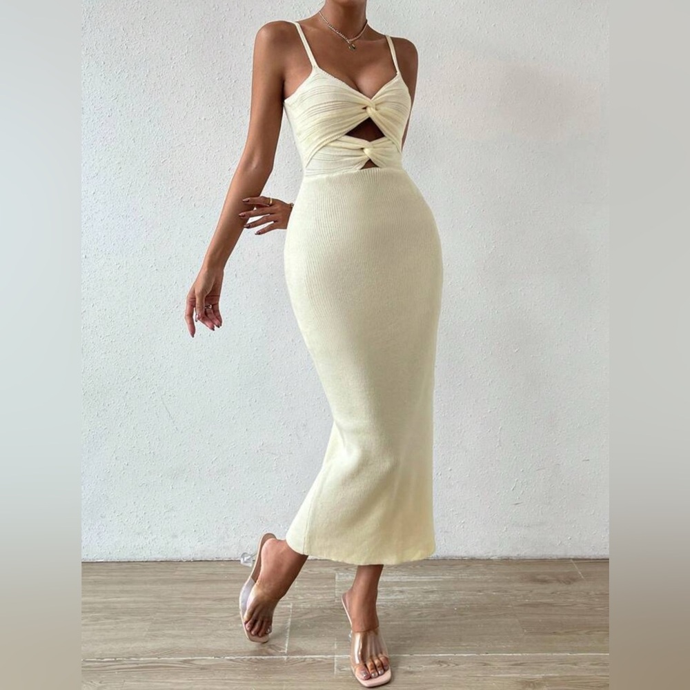 Cut Out Sweater MIDI Dress